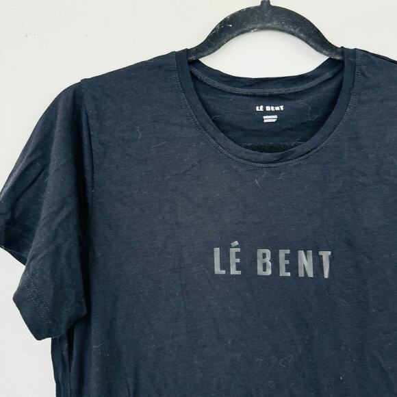 Lé Bent Black Short Sleeve Logo T Shirt Women’s Size L - Picture 2 of 8